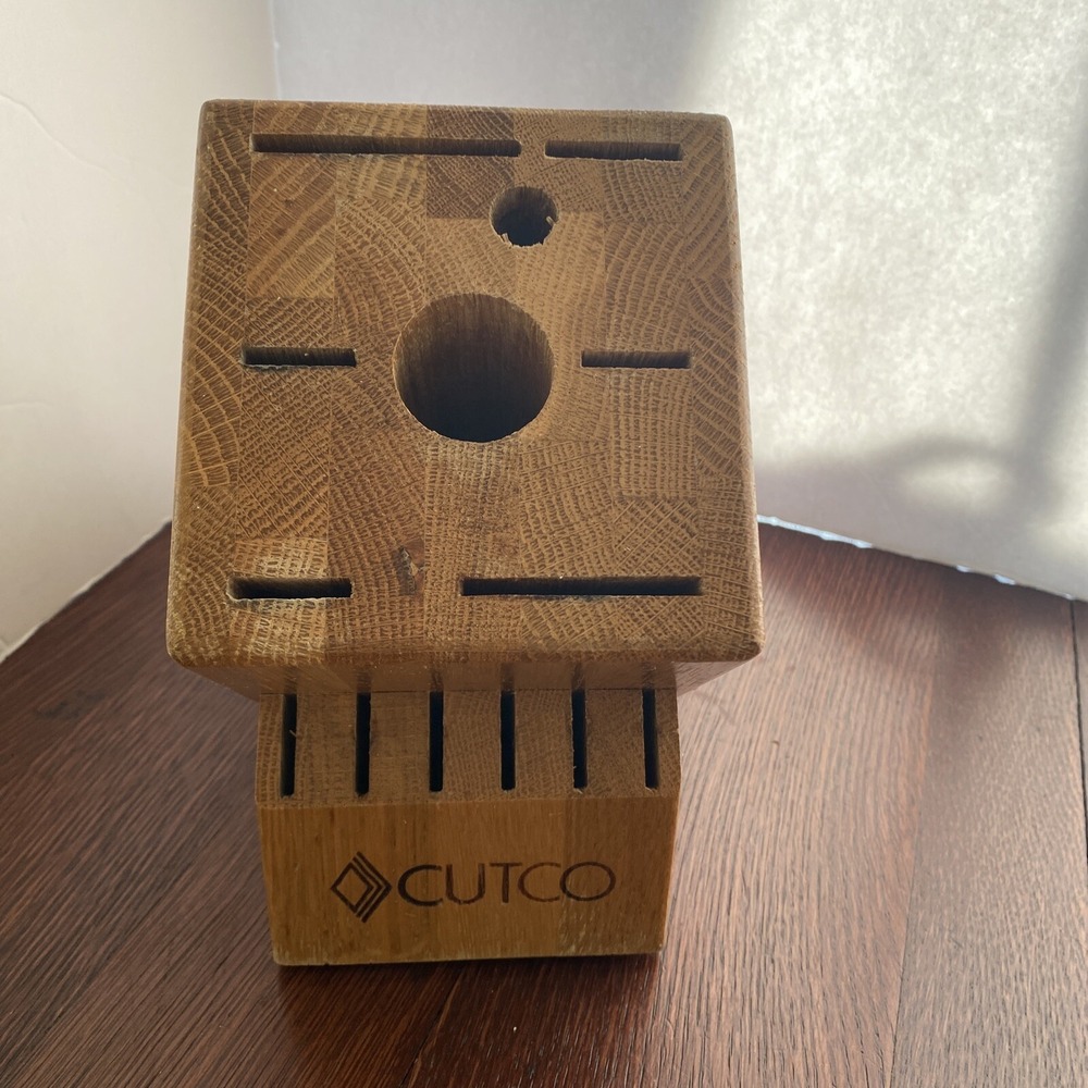 CUTCO 14 Slot Knife Set Block 6 Steak Slots 2 Round-6 Slot TopHoney Oak Wood USA